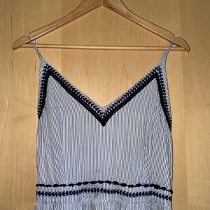 Blue White Maxi Dress with Navy embellishments